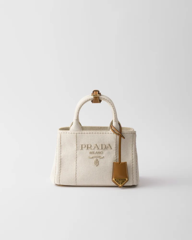 Prada Jardinière Mini-Handtasche aus Leinenmischgewebe Natur