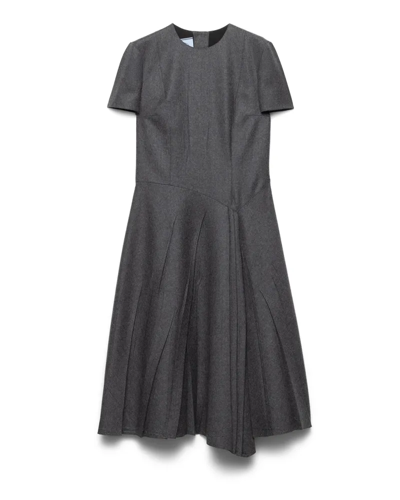 Prada Kleid Aus Flanell, Damen, Schiefergrau, Größe Schiefergrau