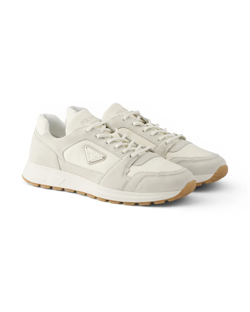 Prada Prax-sneaker Aus Wildleder Und Re-nylon, Herren, Creme, Größe 12 Creme