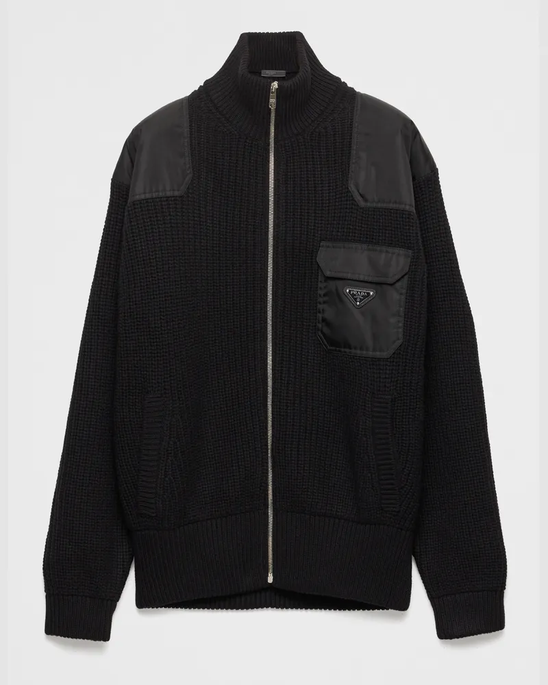 Prada Strickjacke aus Wolle und Kaschmir Schwarz