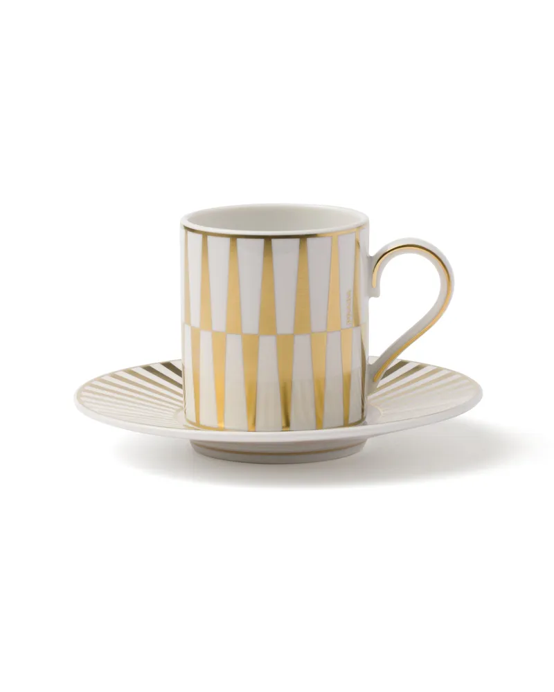 Prada Kaffeetasse Aus Porzellan – Stripes, , Weiss/gold Weiss