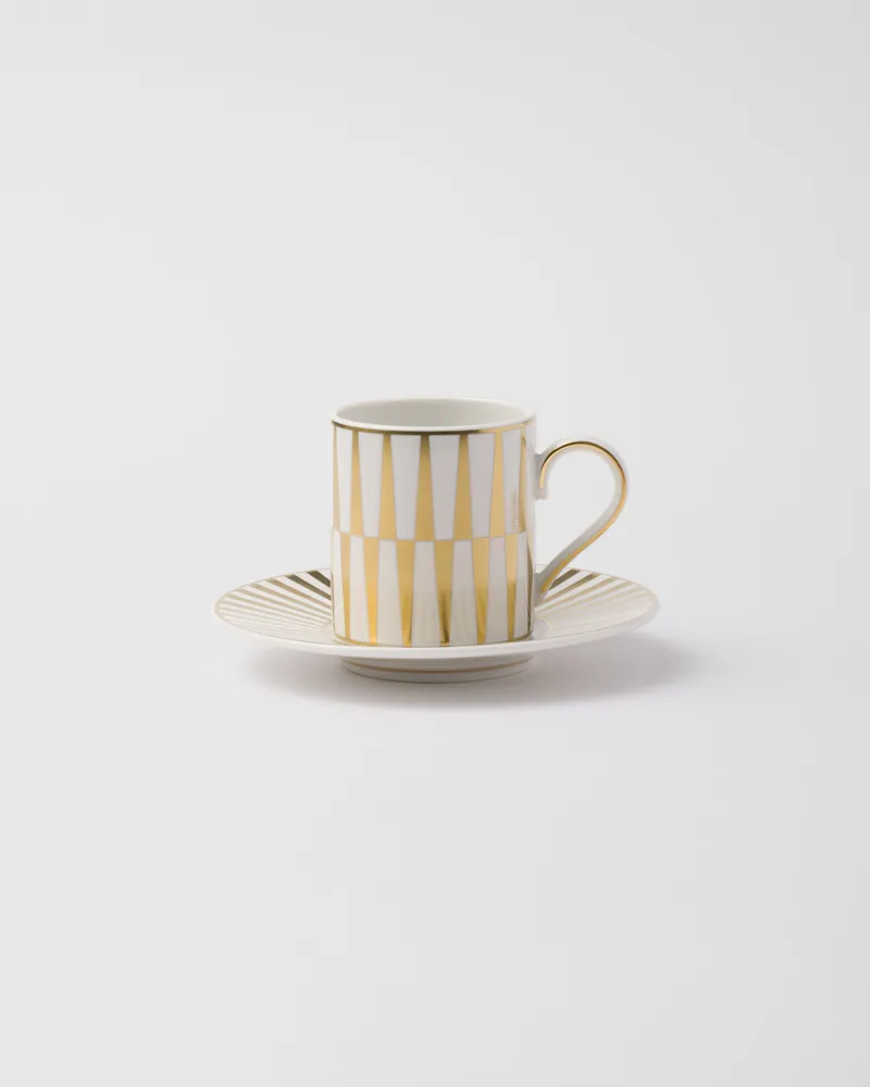 Prada Kaffeetasse aus Porzellan – Stripes Weiss
