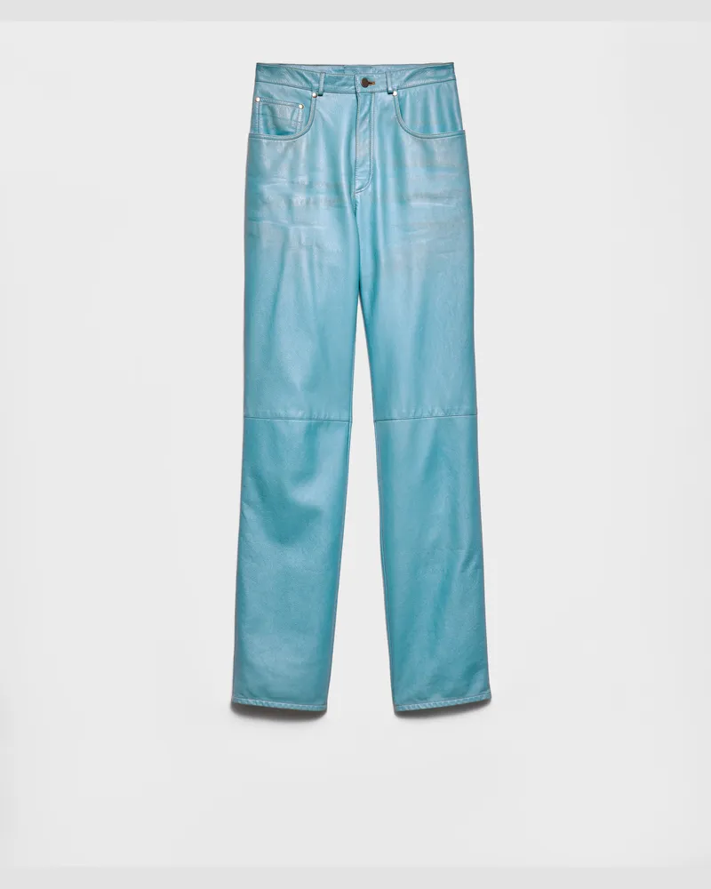 Prada Five-Pocket-Hose aus Nappa-Leder Meerblau