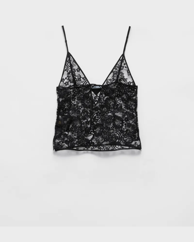 Prada Top aus Spitze Schwarz