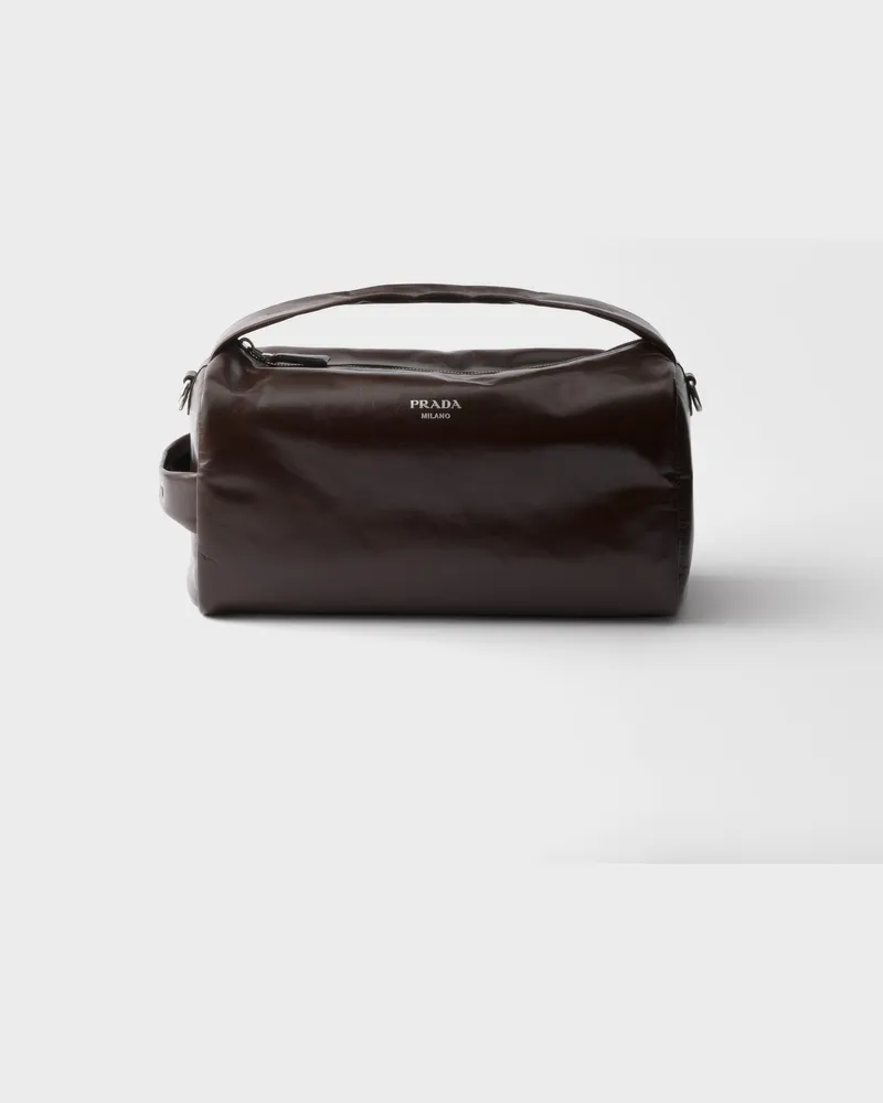 Prada Schultertasche aus Leder Dunkelbraun