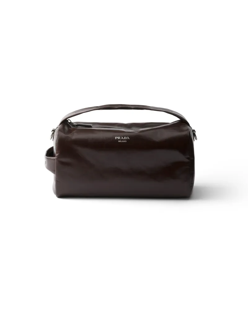 Prada Schultertasche Aus Leder, Herren, Dunkelbraun Dunkelbraun