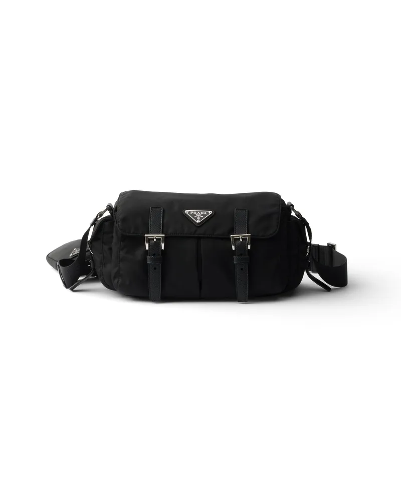 Prada Mittlere Schultertasche Aus Re-nylon, Damen, Schwarz Schwarz