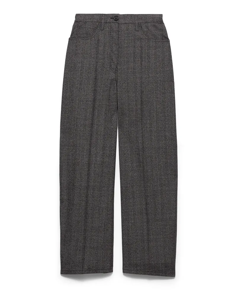 Prada Hose Aus Mouliné-wolle, Damen, Schwarz, Größe Schwarz
