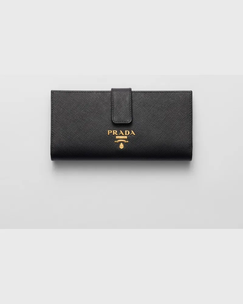 Prada Große Geldbörse aus Saffiano-Leder Schwarz