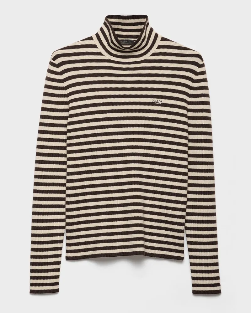 Prada Rollkragenpullover aus Superfine-Wool Dunkelbraun