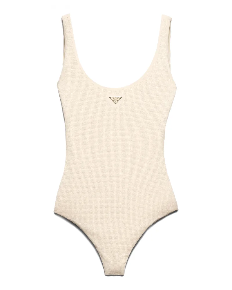 Prada Einteiliger Badeanzug Aus Jersey Mit Strasssteinen, Damen, Nude/transparent, Größe Nude