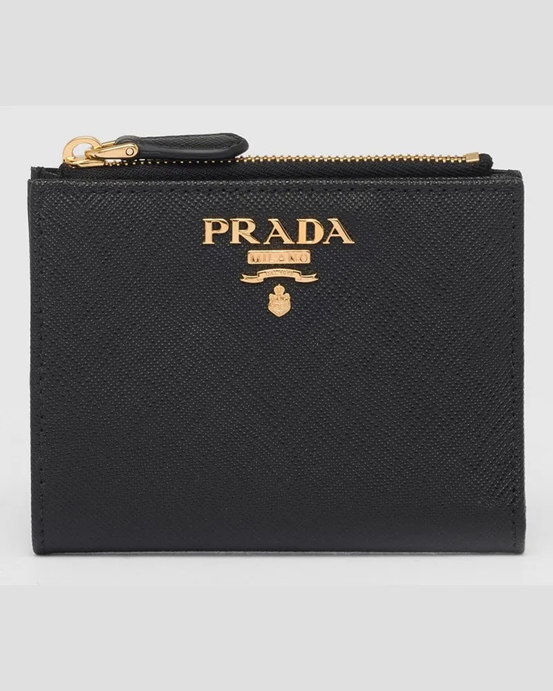 Prada Kleine Geldbörse aus Saffiano-Leder Schwarz