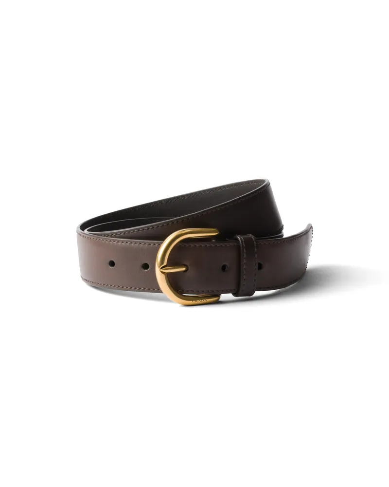 Prada Gürtel Aus Leder, Damen, Ebenholz, Größe Ebenholz