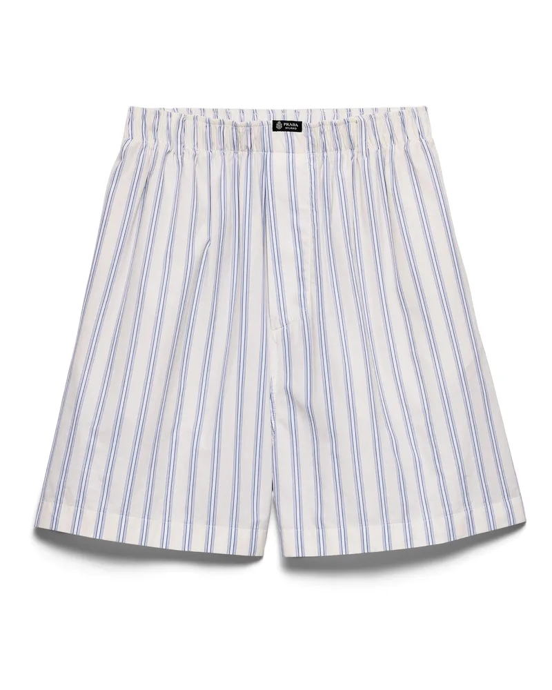 Prada Bermudas Aus Popeline, Herren, Elfenbein/lavendelblau, Größe Elfenbein