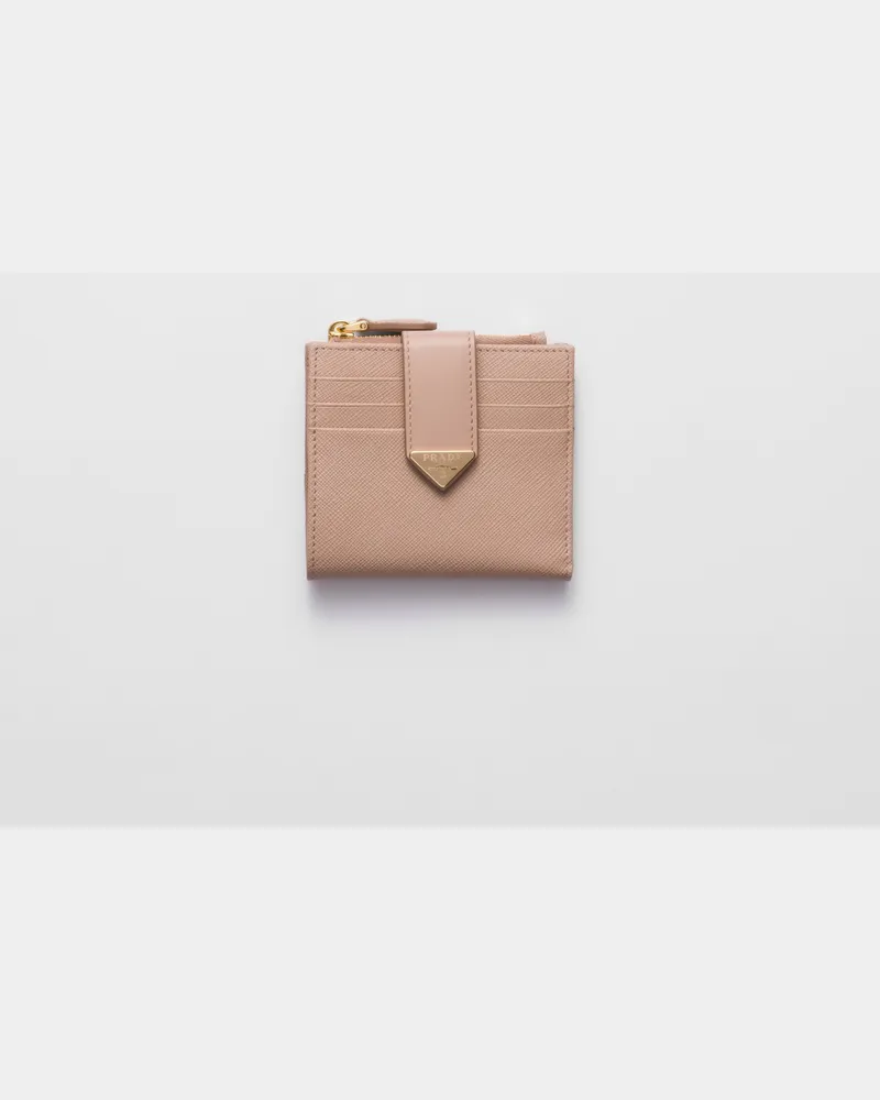 Prada Kleine Geldbörse aus Saffiano und Leder Puderrosa