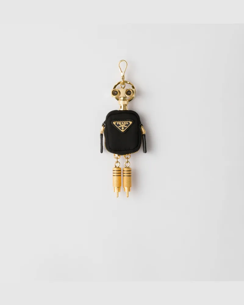 Prada Roboter-Taschenanhänger aus Re-Nylon Schwarz