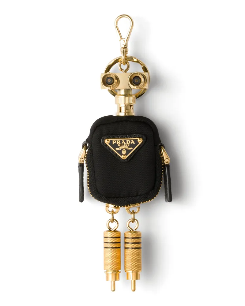 Prada Roboter-schlüsselanhänger Aus Re-nylon, Damen, Schwarz Schwarz
