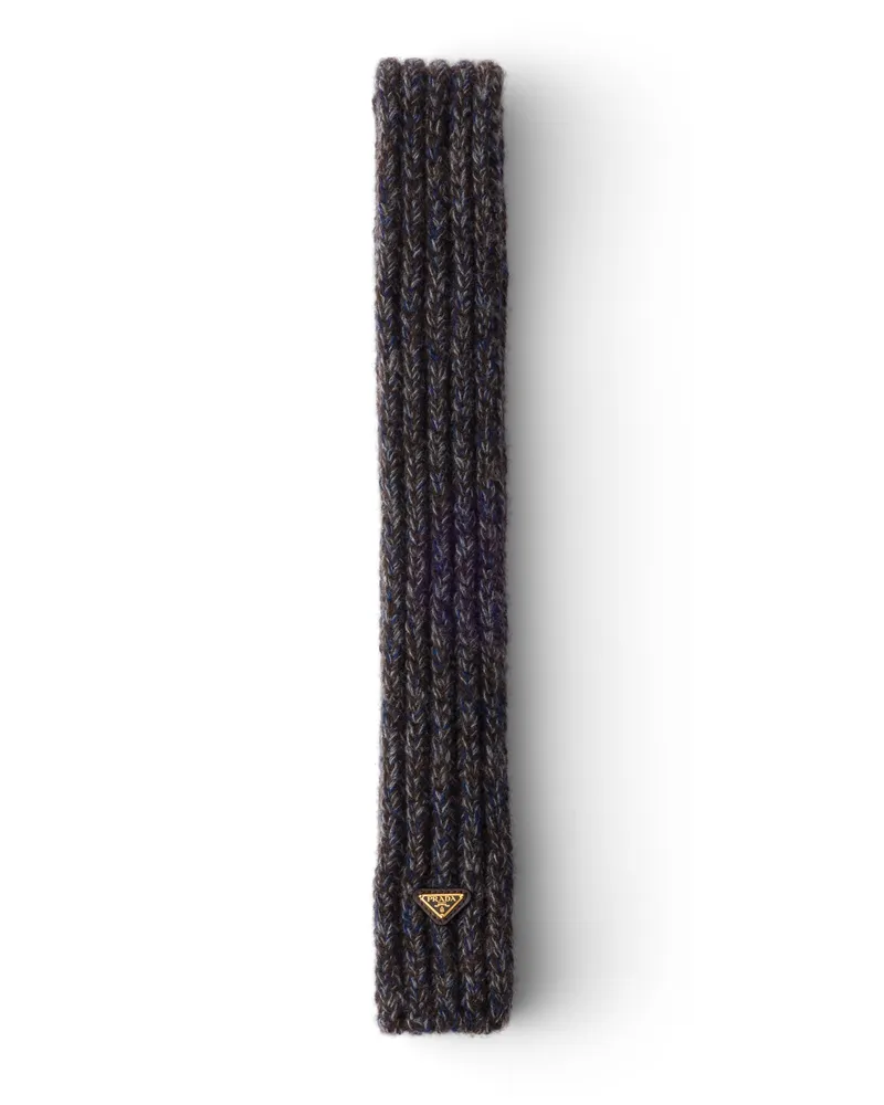 Prada Schal Aus Wolle Und Mouliné-kaschmir, Damen, Blue/brown Blue