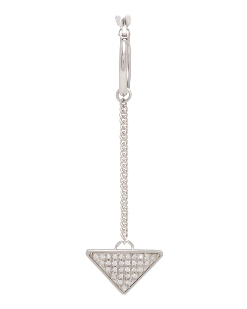 Prada Crystal Logo Jewels Langer Ohrring, Herren, Silber Silber