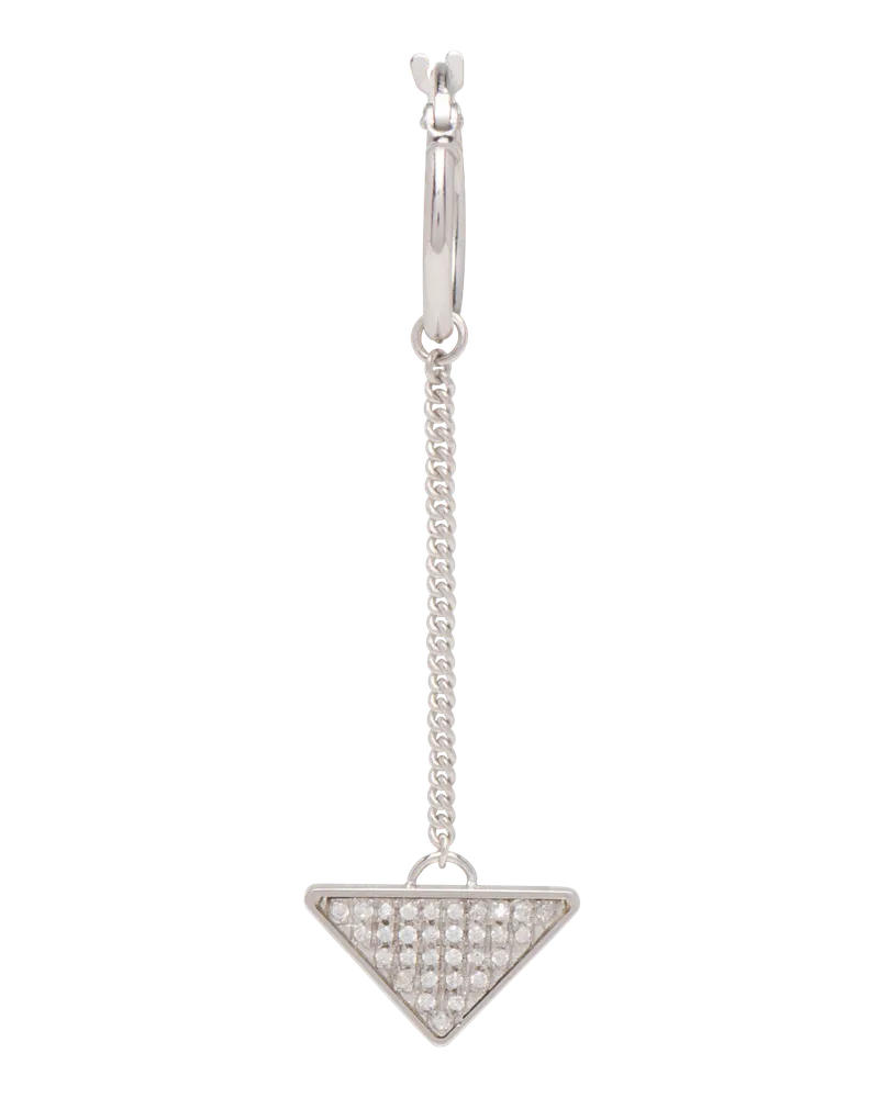 Prada Crystal Logo Jewels langer Ohrring Silber
