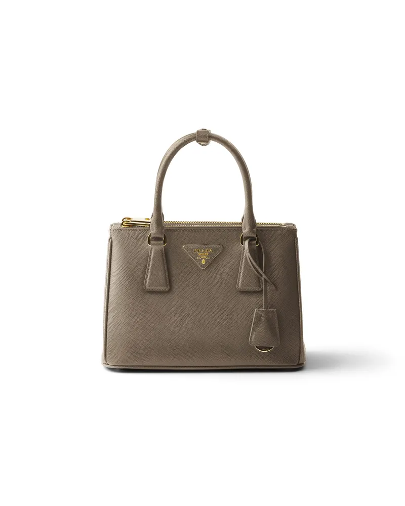 Prada Kleine  Galleria Tasche Aus Saffiano-leder, Damen, Lehmgrau Lehmgrau