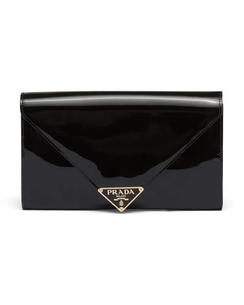 Prada Mini Bag Aus Lackleder, Damen, Schwarz Schwarz
