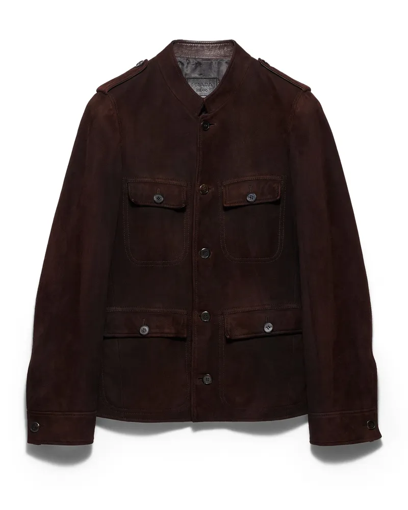 Prada Jacke Aus Wildleder, Herren, Kaffeebraun, Größe Kaffeebraun