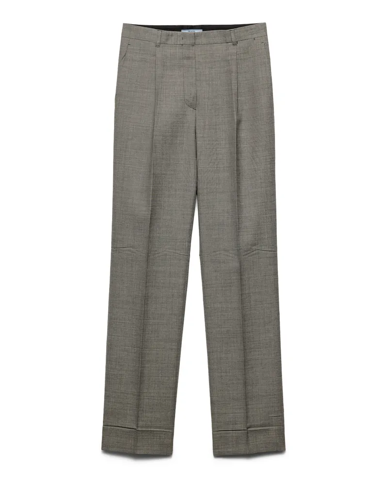 Prada Hose Aus Grisaille, Damen, Schiefergrau, Größe Schiefergrau