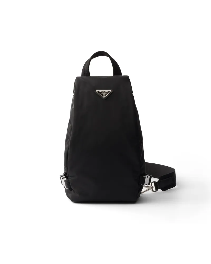 Prada Rucksack Aus Re-nylon Und Saffiano-leder, Herren, Schwarz Schwarz