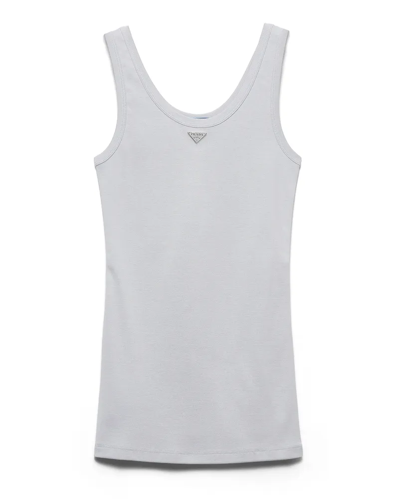 Prada Tanktop Aus Rippstrick, Damen, Marmorgrau, Größe Marmorgrau