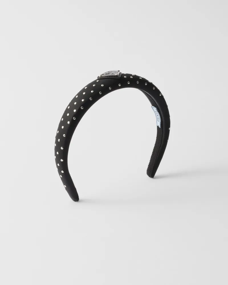 Prada Headband aus Re-Nylon mit Nieten Schwarz