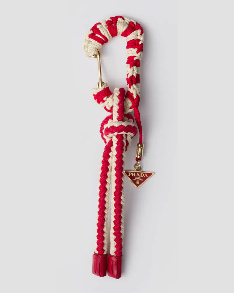 Prada Taschenanhänger aus Kordel Feuerrot