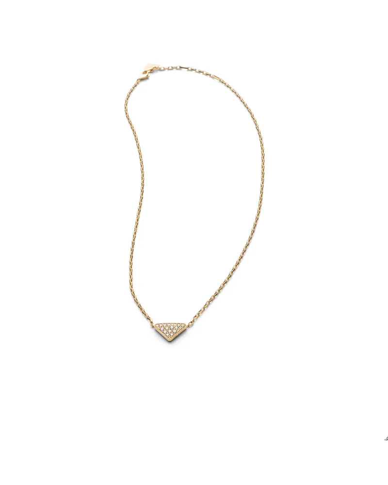 Prada Eternal Gold Halskette Mit Mini-triangolo-anhänger Aus Gelbgold Mit Diamanten, Damen, Gold/weiß Gold