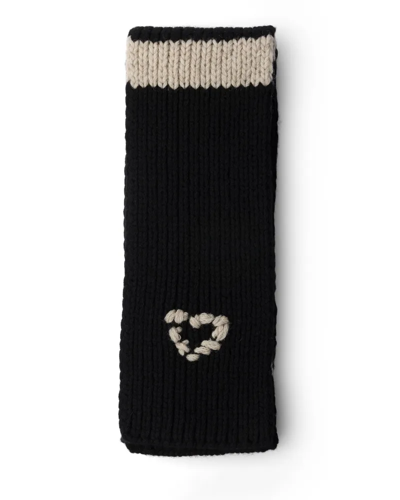 Prada Wool And Cashmere Scarf, Herren, Schwarz/elfenbein Schwarz