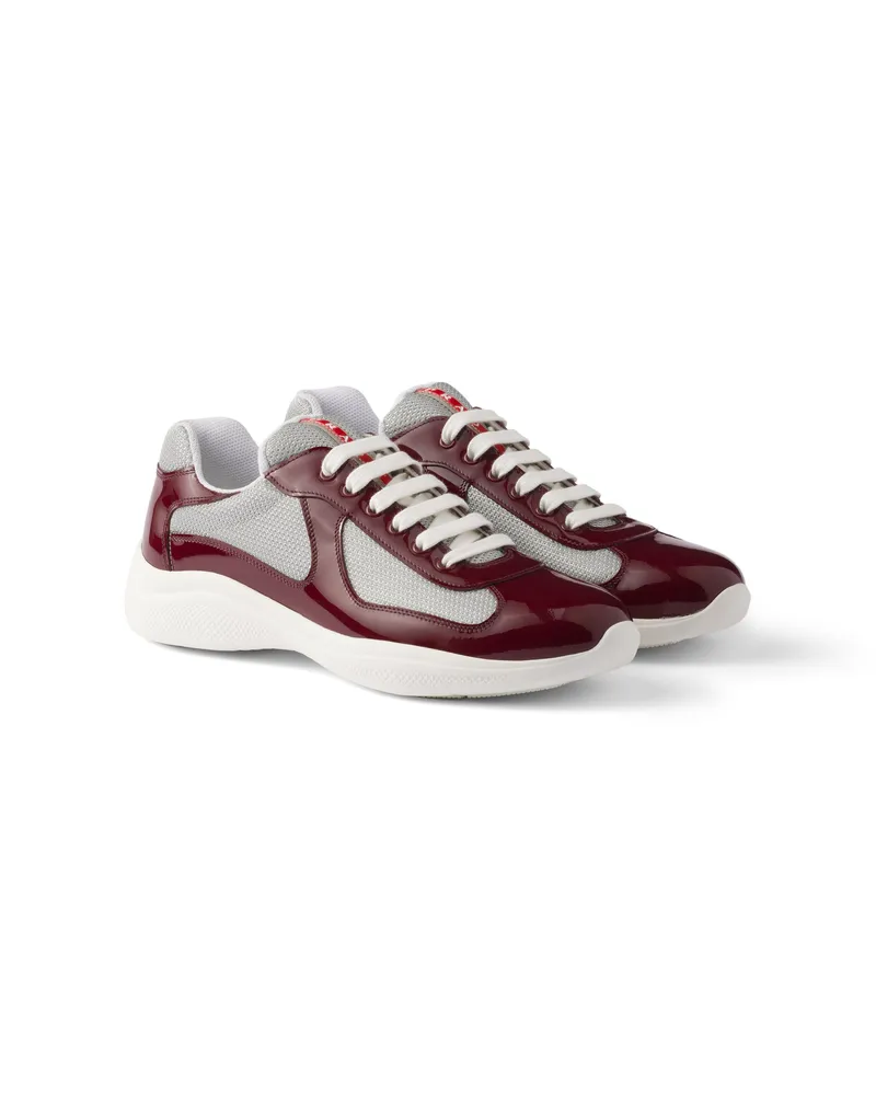 Prada America’s Cup Sneaker Aus Lackleder Und Funktionsgewebe, Herren, Weinrot-silber, Größe 14 Weinrot-silber