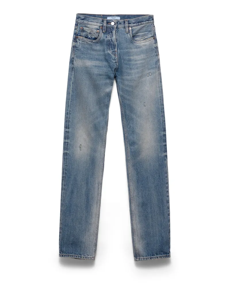 Prada Tapered Jeans Aus Denim, Damen, Blau, Größe Blau