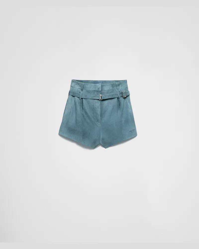 Prada Shorts aus Wildleder Himmelblau