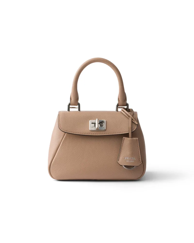 Prada Avoir Mini Handbag Aus Saffiano-leder, Damen, Puder Puder