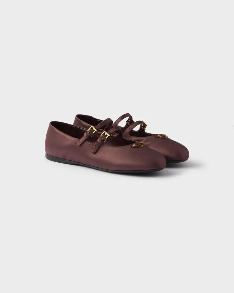 Prada Ballerinas aus Satin Burgunderrot