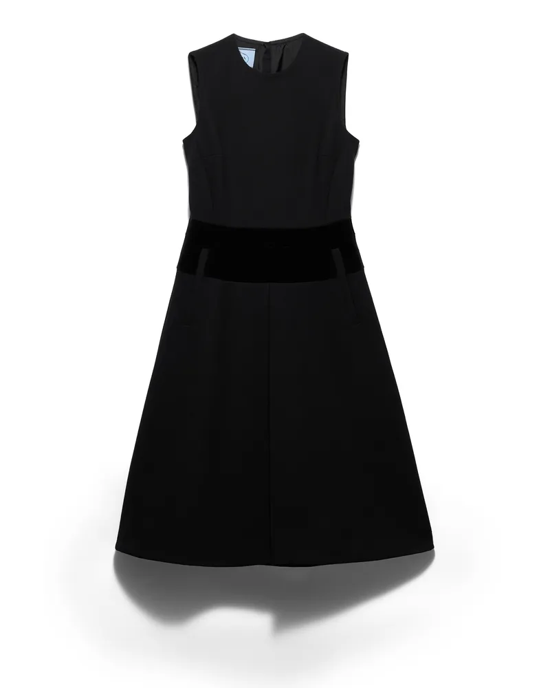 Prada Kleid Aus Nattéstoff, Damen, Schwarz, Größe Schwarz