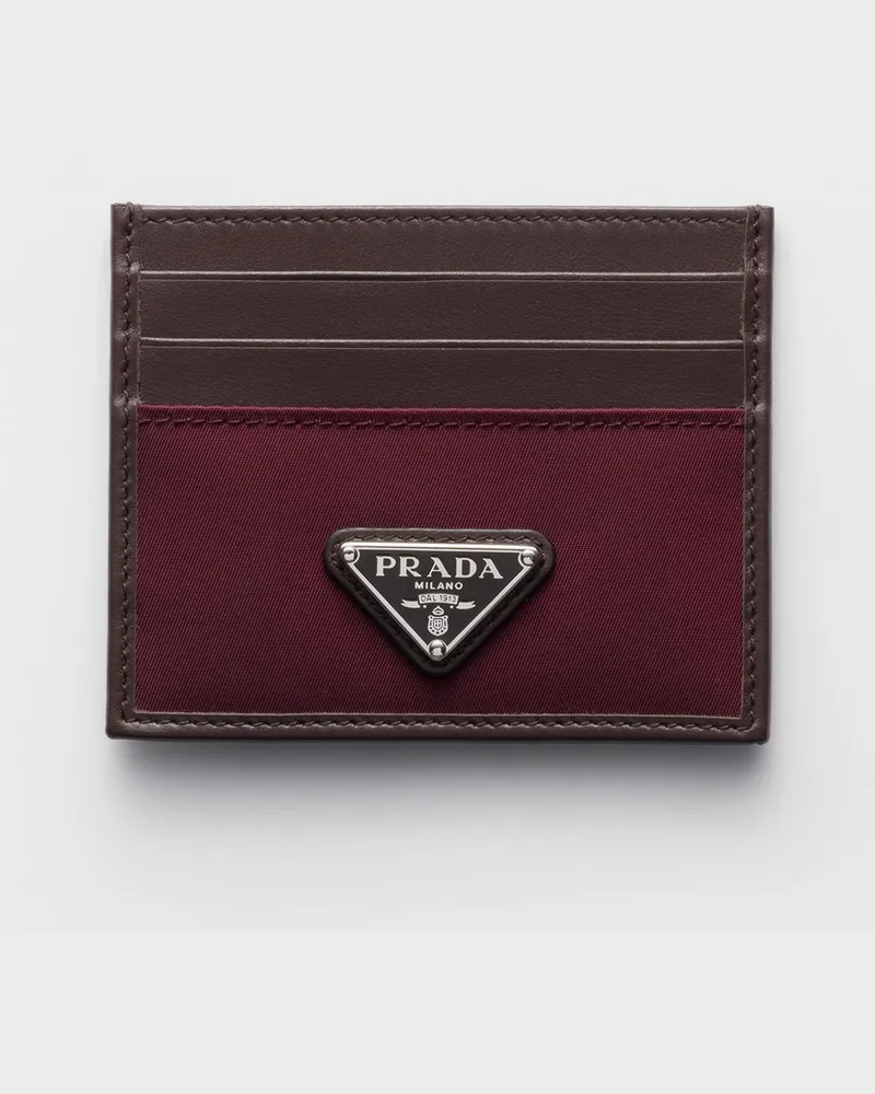 Prada Speedrock Kartenetui aus Re-Nylon und Leder Burgunderrot