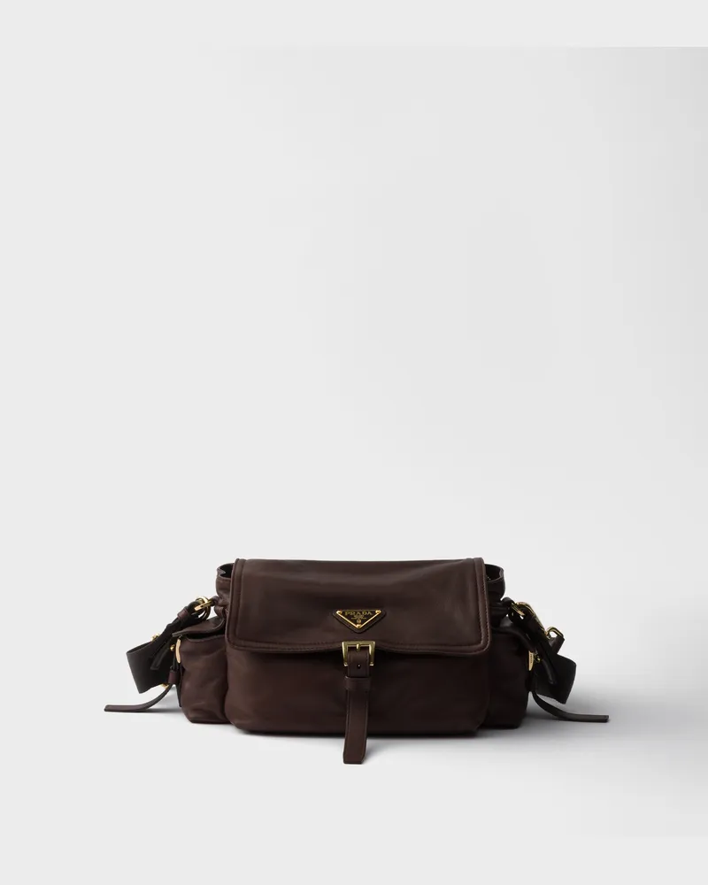 Prada Explore Schultertasche aus Nappa-Leder Sienna