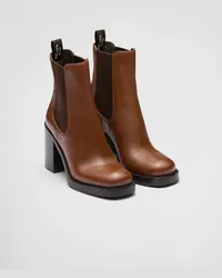 Prada Stiefeletten aus Leder Cognac