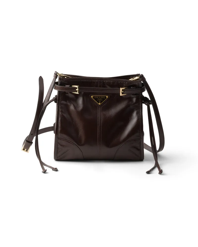 Prada Bonnie Mini-schultertasche Aus Leder, Damen, Dunkelbraun Dunkelbraun