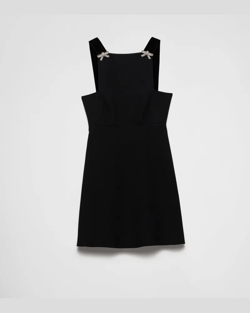 Prada Kurzes besticktes Kleid aus Cady Schwarz