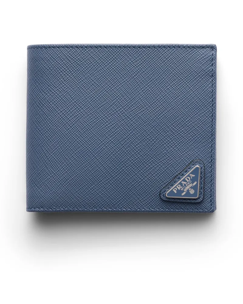 Prada Saffiano Leder Brieftasche Mit Münzfach, Herren, Aviation/blau Aviation