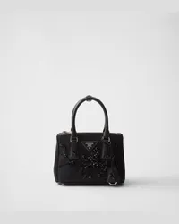 Prada Galleria Mini Bag aus besticktem Re-Nylon und Saffiano Schwarz