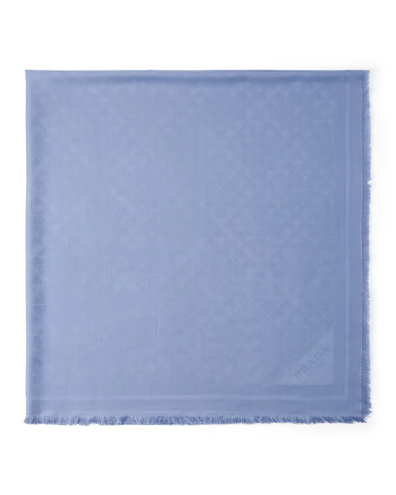 Prada Symbole-jacquard-schal Aus Seide Und Wolle, Damen, Fliegerblau Fliegerblau