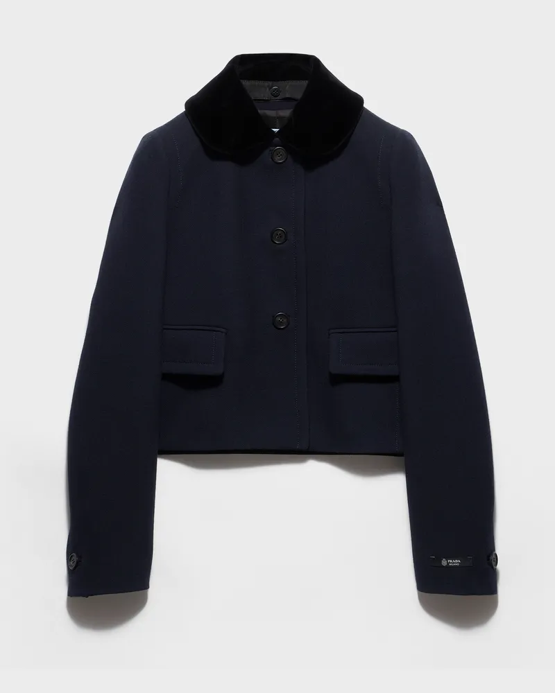 Prada Einreihige Jacke aus Natté-Stoff Blau
