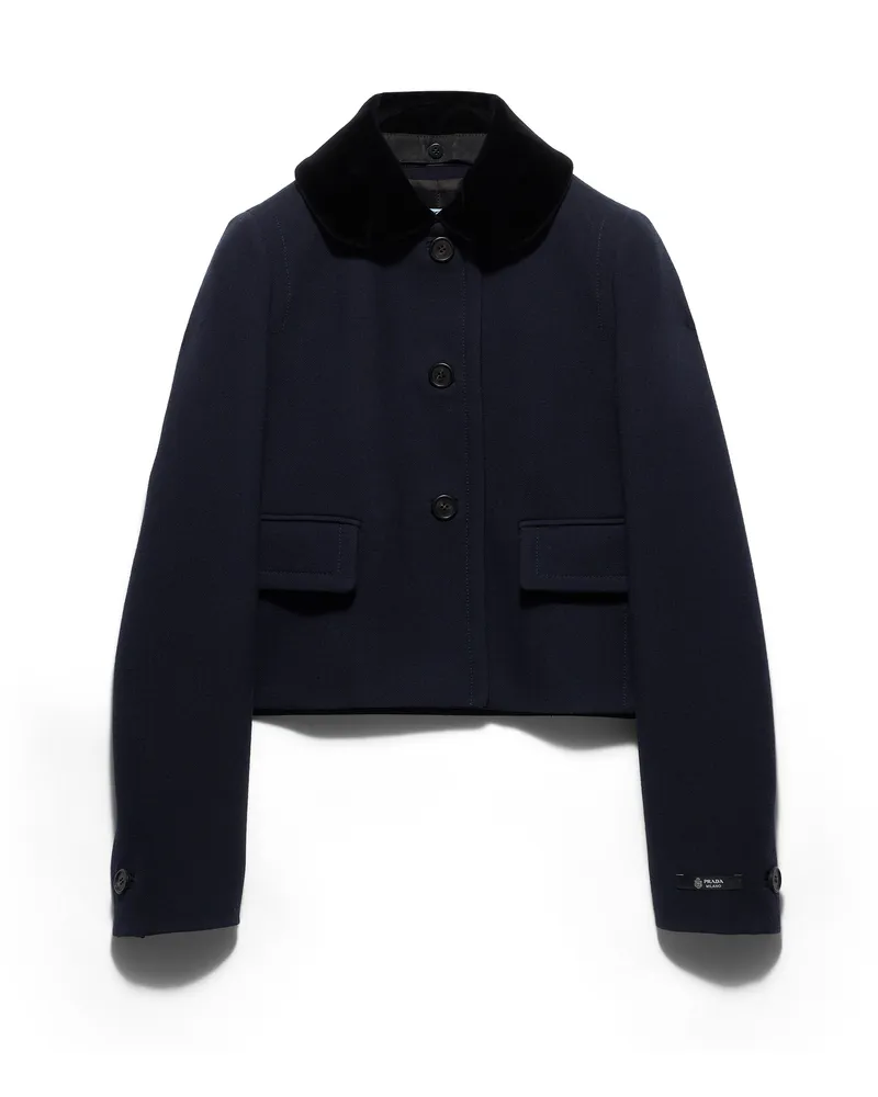 Prada Einreihige Jacke Aus Natté-stoff, Damen, Blau, Größe Blau